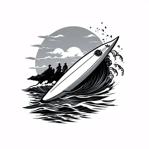 Surfboard tattoo design idea