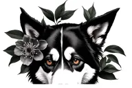 apple tree flowers husky ears tattoo design idea