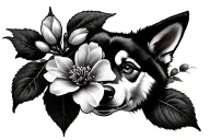 apple tree flowers husky ears tattoo design idea
