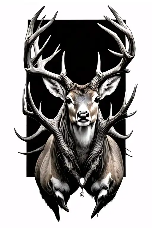 deer antlers around leg  tattoo design idea