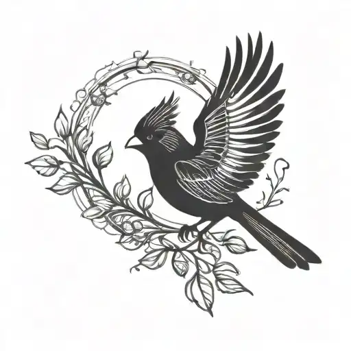 cardinal flying silhouette tattoo design idea