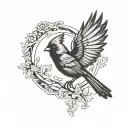 cardinal flying silhouette tattoo design idea