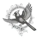 cardinal flying silhouette tattoo design idea