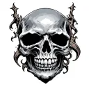 In the letter M of Metallica a drawn skull tattoo design idea