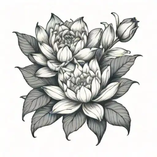 caranation,  water lily, narcissus, rose, morning glory tattoo tattoo design idea