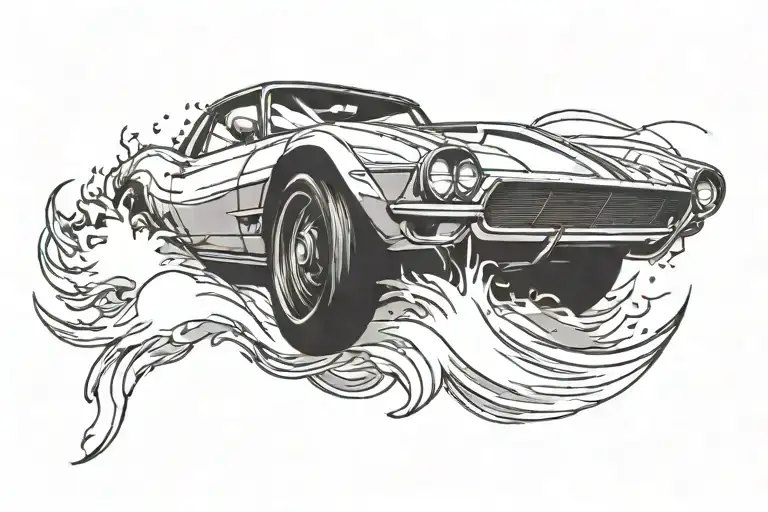 car drifting tattoo design idea