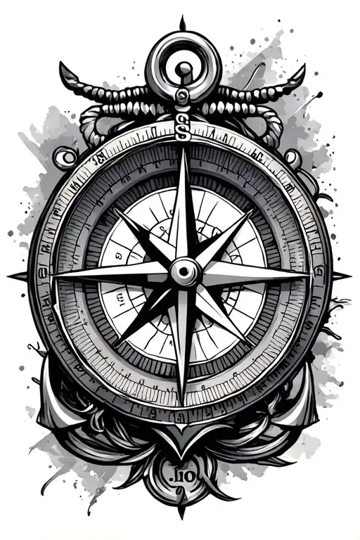 compass anchor city tattoo design idea