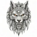 apache skull wolf tattoo design idea