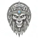 apache skull wolf tattoo design idea