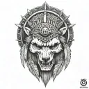 apache skull wolf tattoo design idea