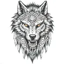 apache skull wolf tattoo design idea