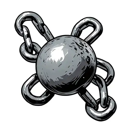 ball and chain tattoo design idea