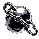 ball and chain tattoo design idea