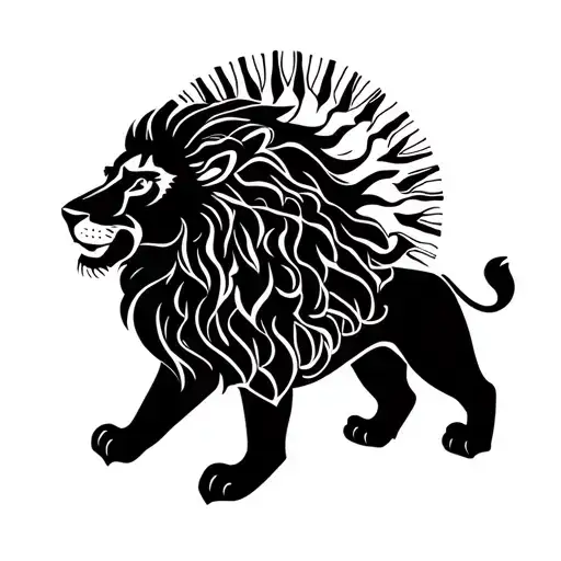 lion and sun symbol tattoo design idea