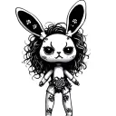 sad cute creepy bunny voodoo doll tattoo design idea