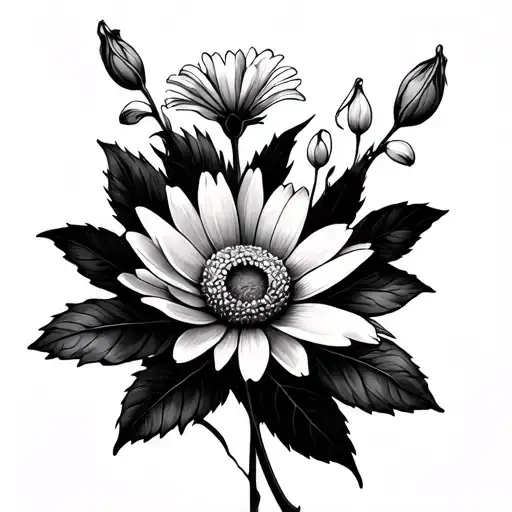 Minimalist, women, arm sleeve, flower: Daisy, Sweet Pea, Carnation, Snowdrop, Daffodil, Jonquil, Larkspur, Water Lily, P tattoo design idea