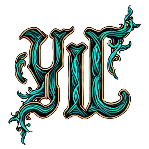 Interconnected Letters, Cursive YIL tattoo design idea