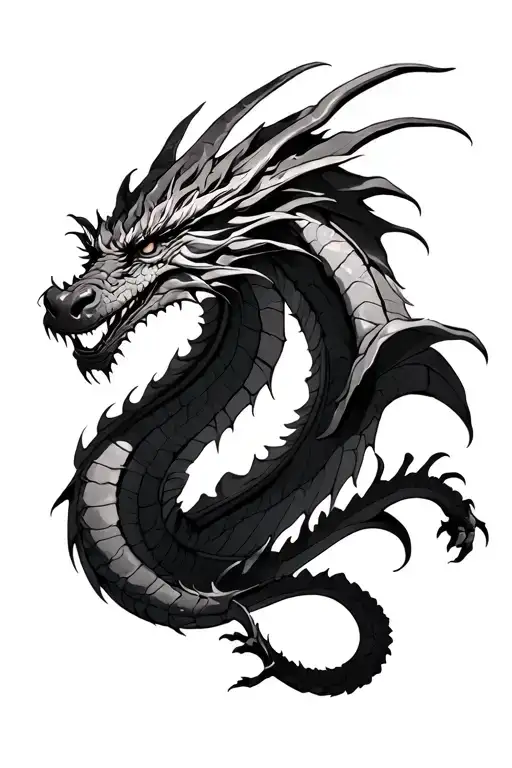 Dragon that flies upwards is realistically possible tattoo design idea