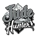 "Jude Hunter " mountain background with name intertwined tattoo design idea