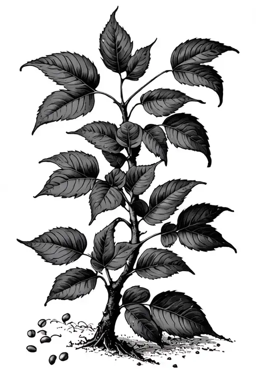 kentucky coffee tree with two leaves falling tattoo design idea