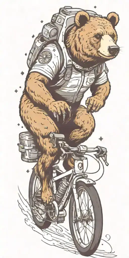 outer space bicycling bear tattoo design idea