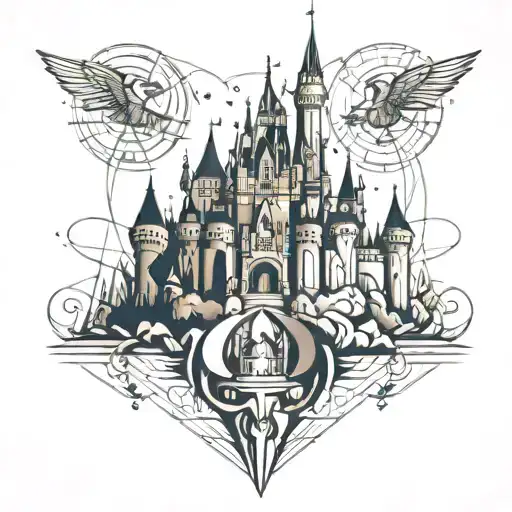 Disney castle tattoo design idea
