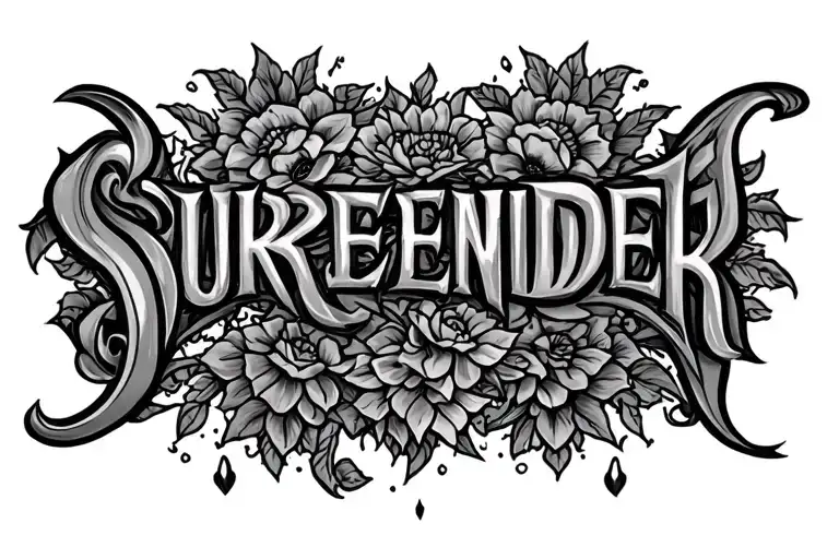 "Surrender" text tattoo tattoo design idea