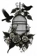 vintage bird cage without bird tattoo design idea