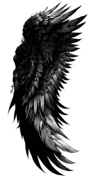 angel wings with detailed feather, also with ornament to get it full of sleeve tattoo design idea