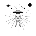 UFO abducting human tattoo design idea