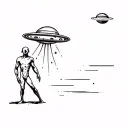 UFO abducting human tattoo design idea