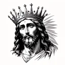 Jesus face with a crown looking forward with the face tattoo design idea