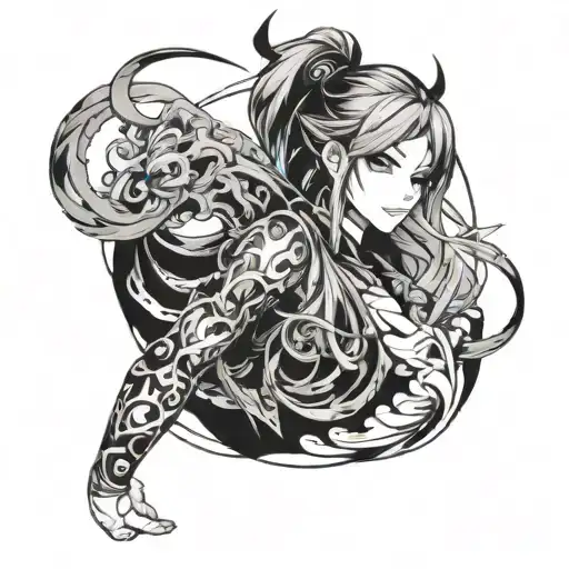 anime sleeve tattoo design idea