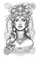 goddess hera straight on  tattoo design idea