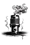 piston smoking a spark plug smoking tattoo design idea