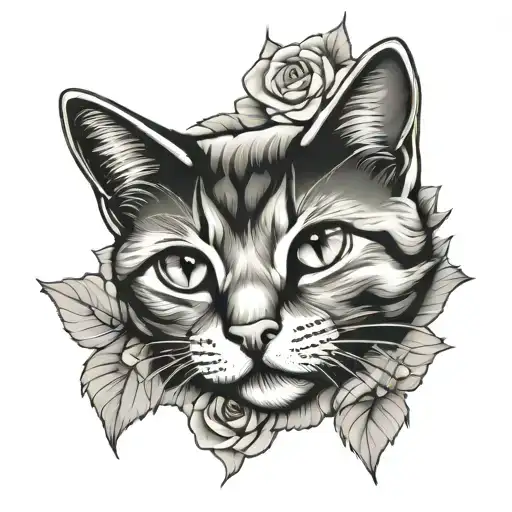 cat unlucky still very lucky tattoo design idea