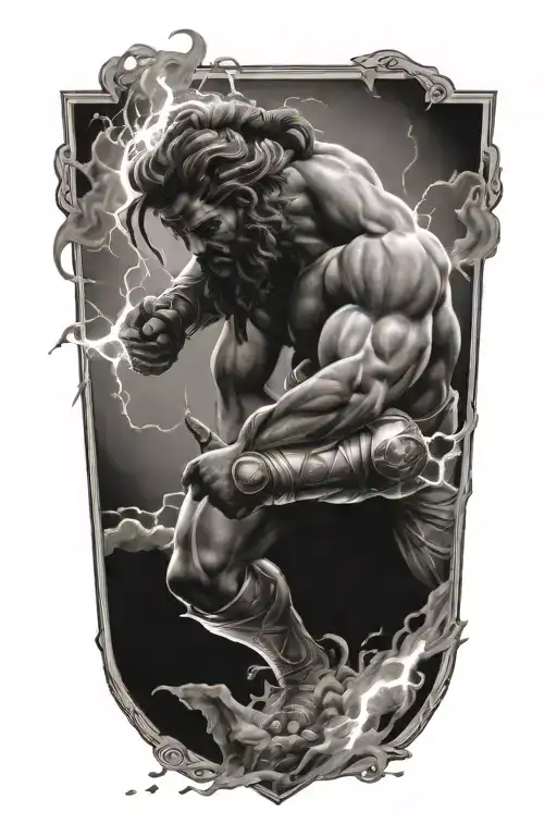 hephaestus hitting earth with lightning tattoo design idea