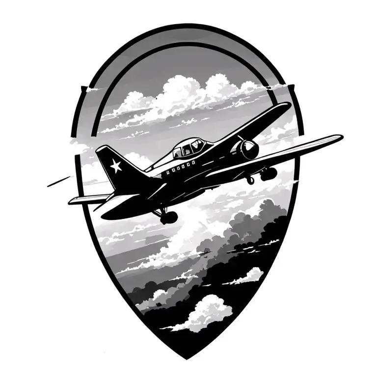 an aeroplane flying tattoo design idea
