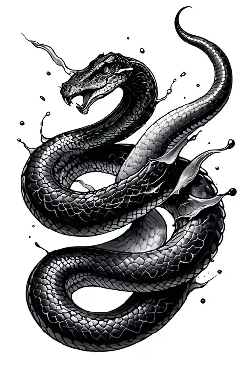 splashed snake slithering tattoo design idea