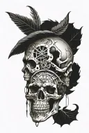 skull roman numerals clock tattoo design idea