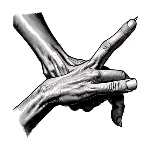 an adult woman's pinky finger interlocked with an elderly woman's pinky finger tattoo design idea