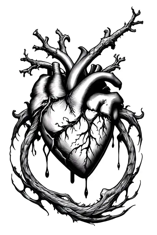 GRIMM REAPER HEART AT BOTTOM AND TEAR album cover tattoo design idea