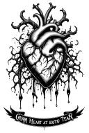 GRIMM REAPER HEART AT BOTTOM AND TEAR album cover tattoo design idea