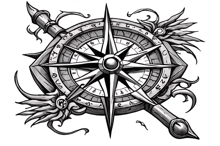 Viking compass norse mythology tattoo design idea