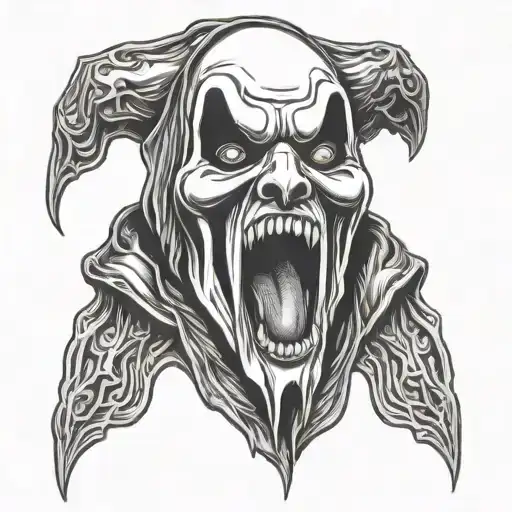 ghostface scream mask with antique mask tattoo design idea