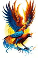 Phoenix with deployed wings tattoo design idea