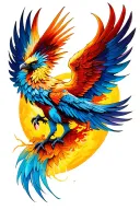 Phoenix with deployed wings tattoo design idea