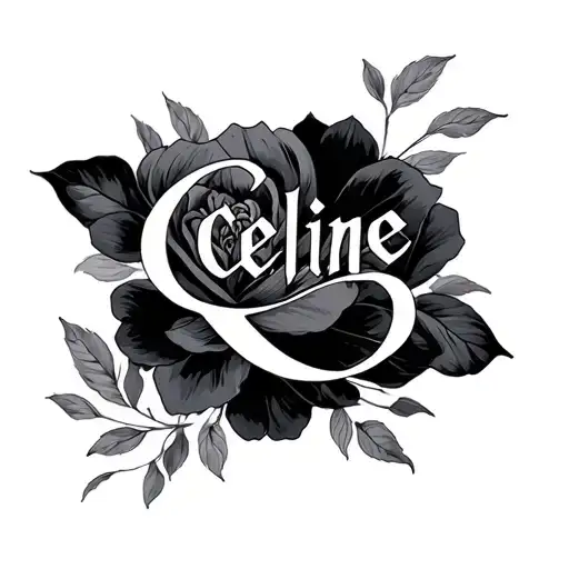Celine name intertwined tattoo design idea