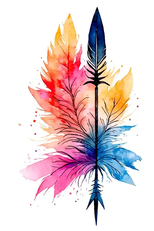 Indian, spear and plume tattoo design idea