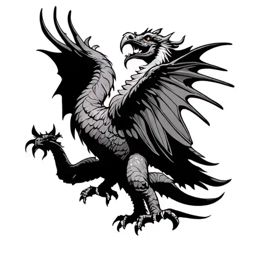 Welsh dragon  German Vulture fighting tattoo design idea